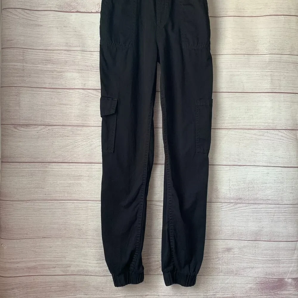 H&M Divided Black Bib Overall Jumpsuit Joggers Cargo Utility Size 0